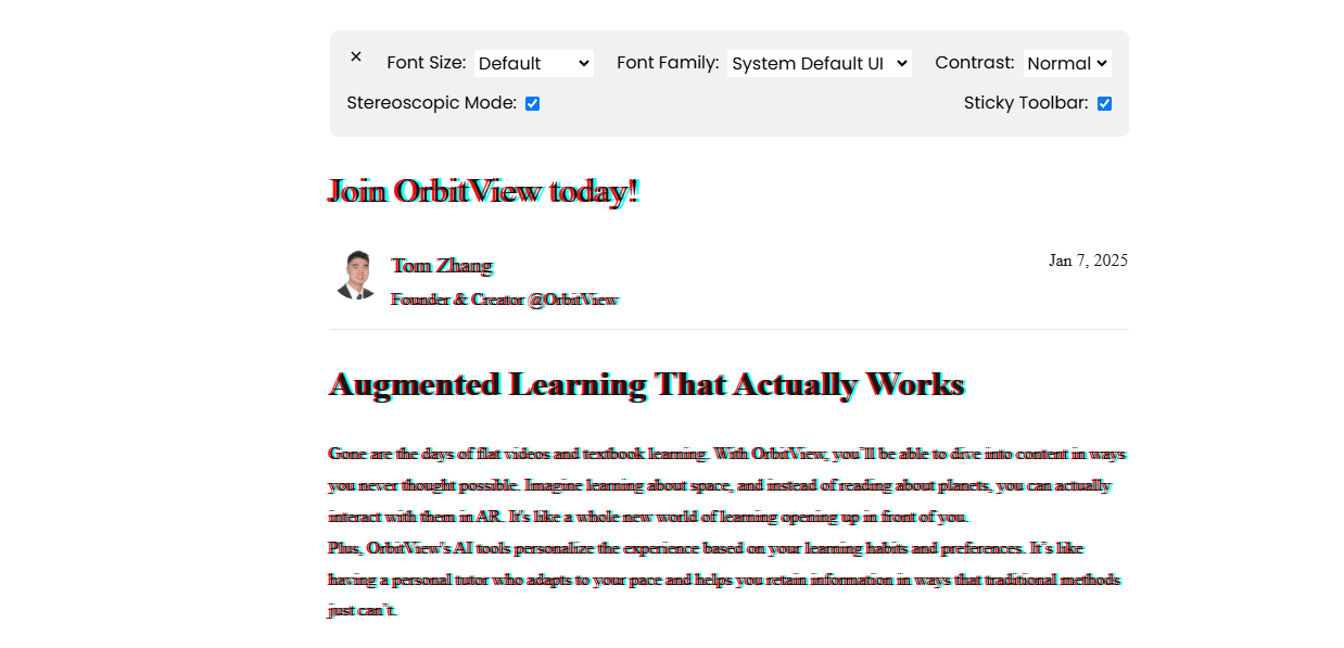 OrbitView Immersive Reader